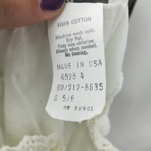 Vtg Alicia Gauzy White Crochet Lace Vintage Dress Size 5/6 Boho Bohemian Cotton - Picture 15 of 15